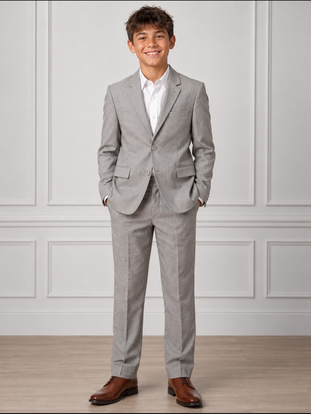Classic Gray Boys' Two-Piece Suit Jacket & Pants